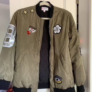 L'atiste Army Green Bomber Jacket with Patches